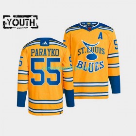 Camiseta St. Louis Blues Colton Parayko 55 Adidas 2022-2023 Reverse Retro Amarelo Authentic - Criança